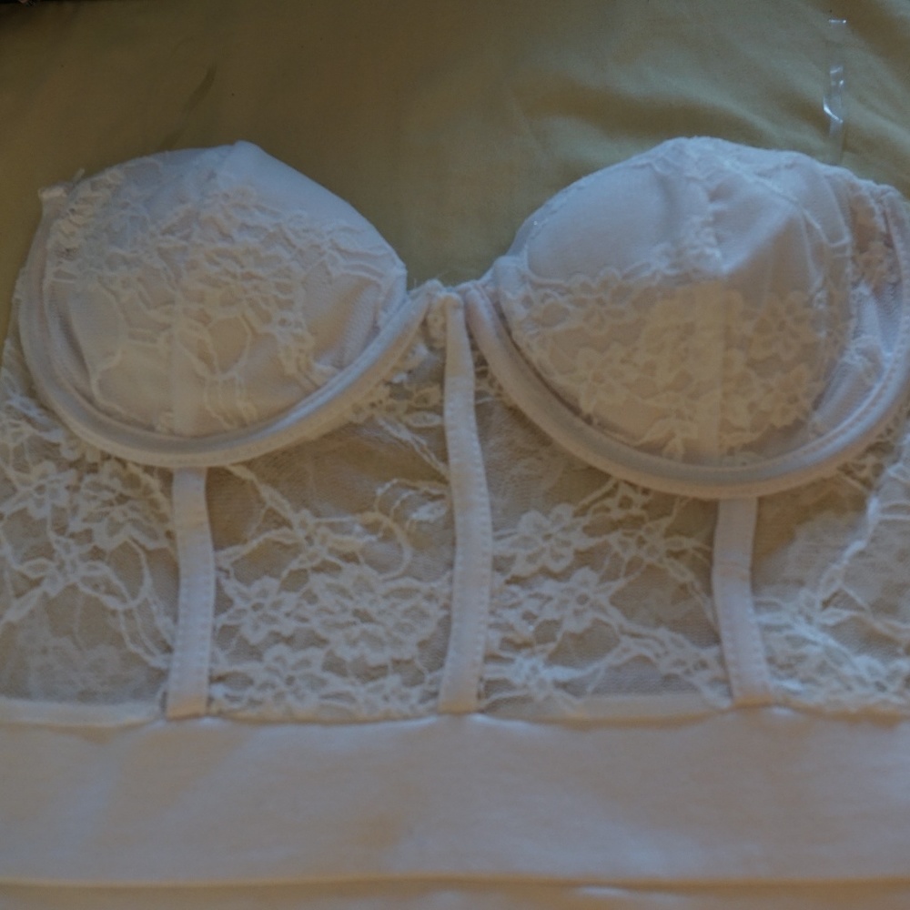 White Strapless Knee Length Dress